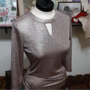 Womens Dressy Blouse Long Sleeve Shiny Classy sz Med BY & BY Scunch